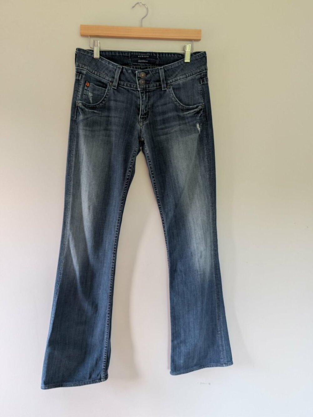 Hudson Jeans Y2K Size 28 Bootcut Dark Wash Distressed Denim Flap Pocket Low Rise